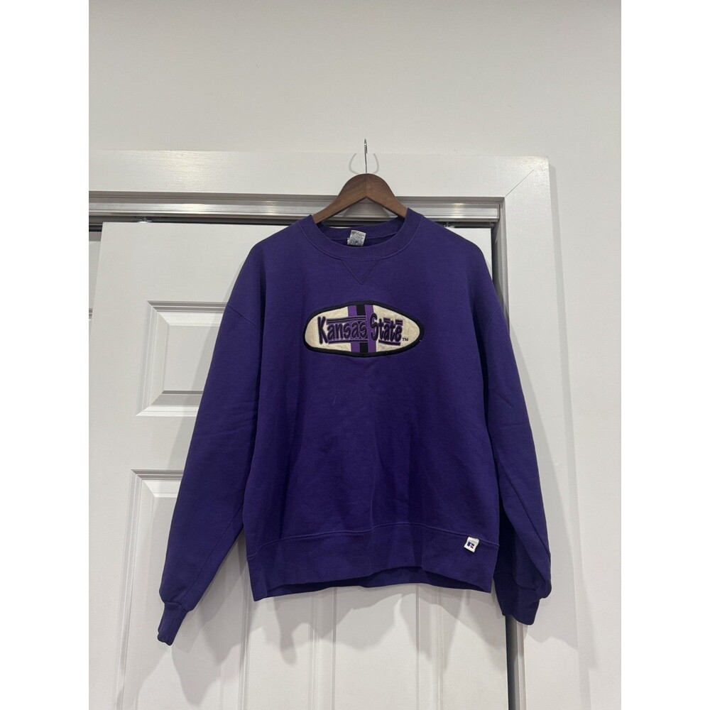 Russell Athletic Mens L Purple Kansas State Wildcats 80s Vintage Sweatshirt NCAA